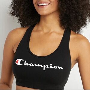 Champion Women's Black Sports Bra with Logo